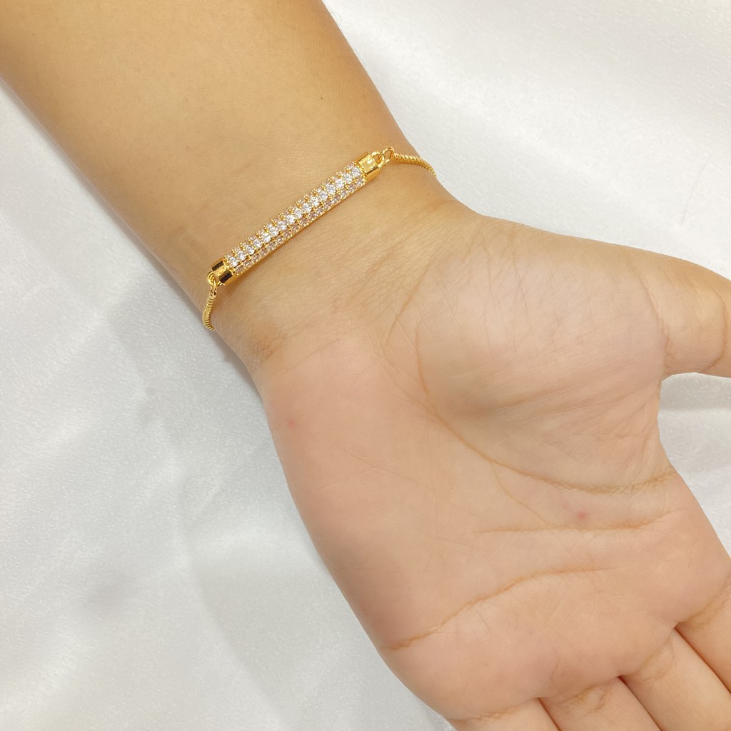 Gelang Serut Permata Zircon Lapis Emas Yaxiya Jewelry