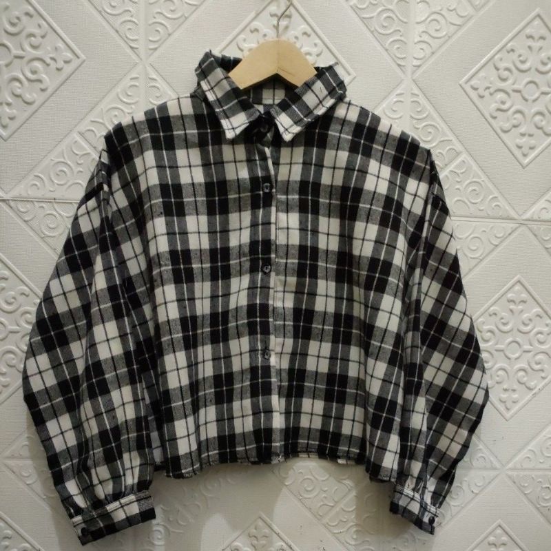 crop top tartan / crop top flanel / kemeja crop wanita-Motif 49