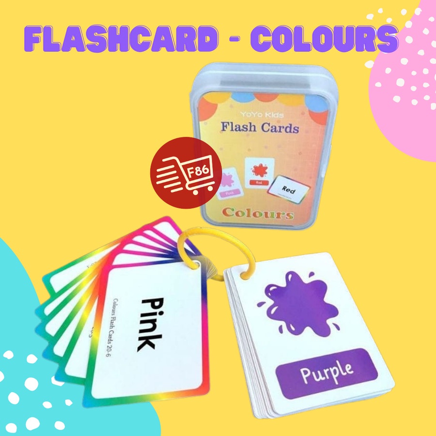 F86 FLASHCARD ENGLISH ANAK PLUS KOTAK / Kartu pintar Balita / Flashcard / Flash Card Balita Murah - Colors and Shape / Warna Bentuk