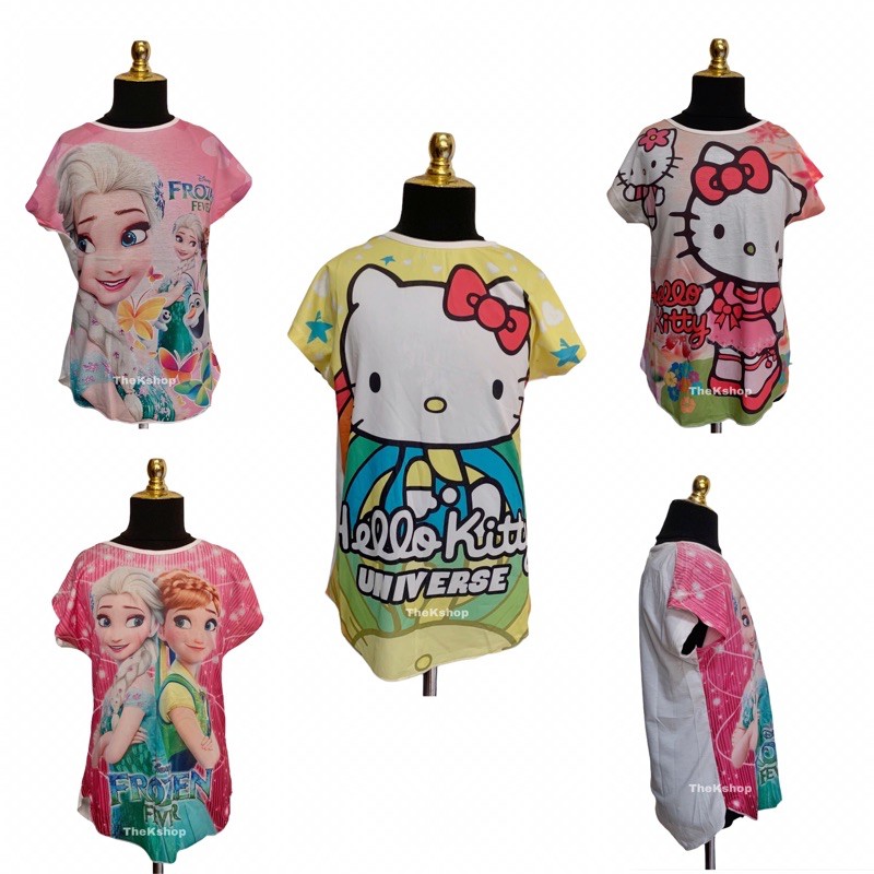 BAJU KAOS COCO ICE IMPORT ANAK bahan dingin motif frozen elsa Anna hello kitty