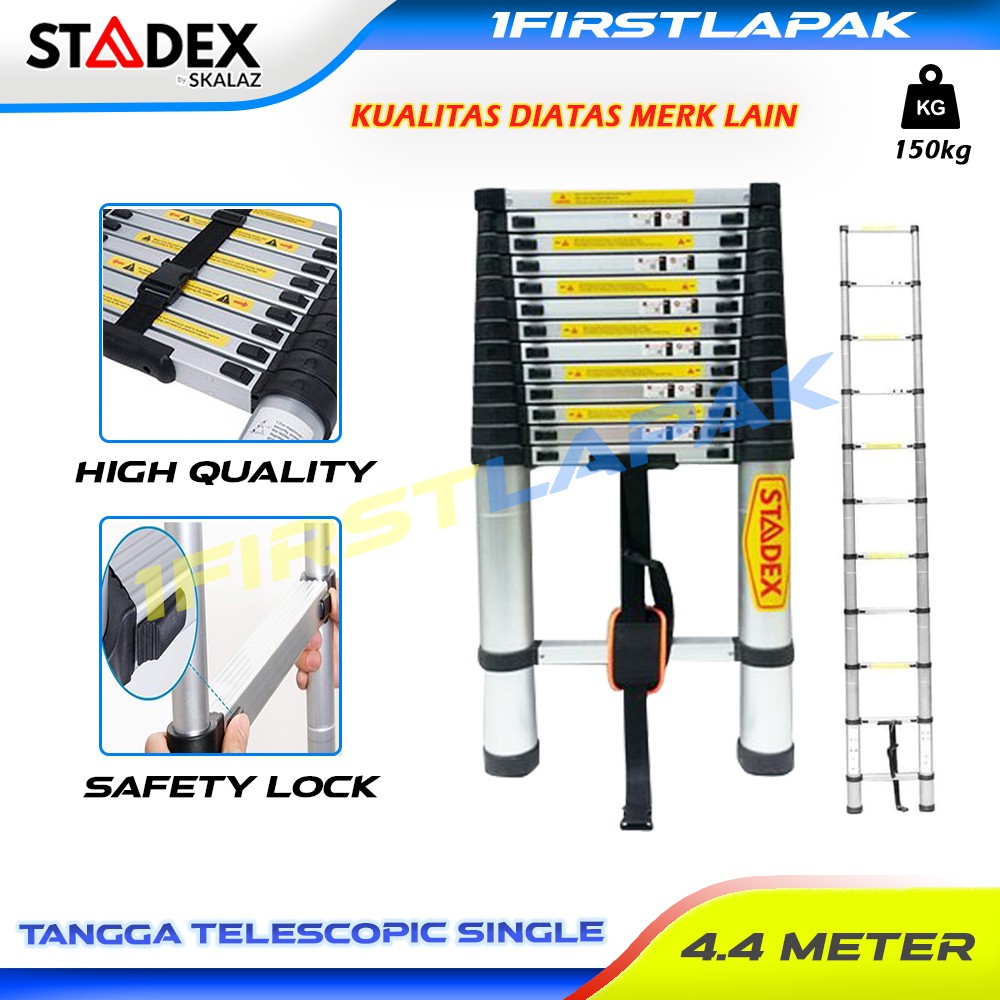 Tangga Teleskopik 4,4M Lipat Alumunium Telescopic Single Ladder 4