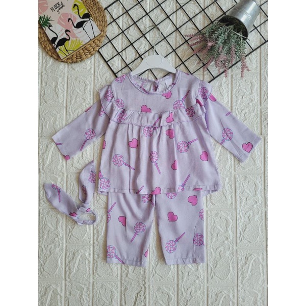 Baju Anak Bayi Perempuan Liliana || One Set Anak Perempuan || Setcel Anak Perempuan-Purple Love