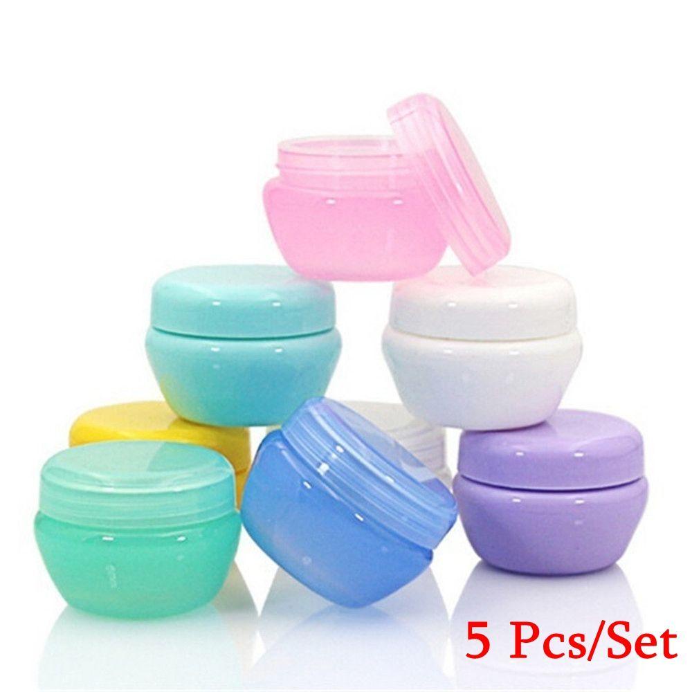 Solighter 5Pcs/lot 10g Pot Krim Wajah Portable Tempat Kosmetik Tutup Dalam Wadah Kosong