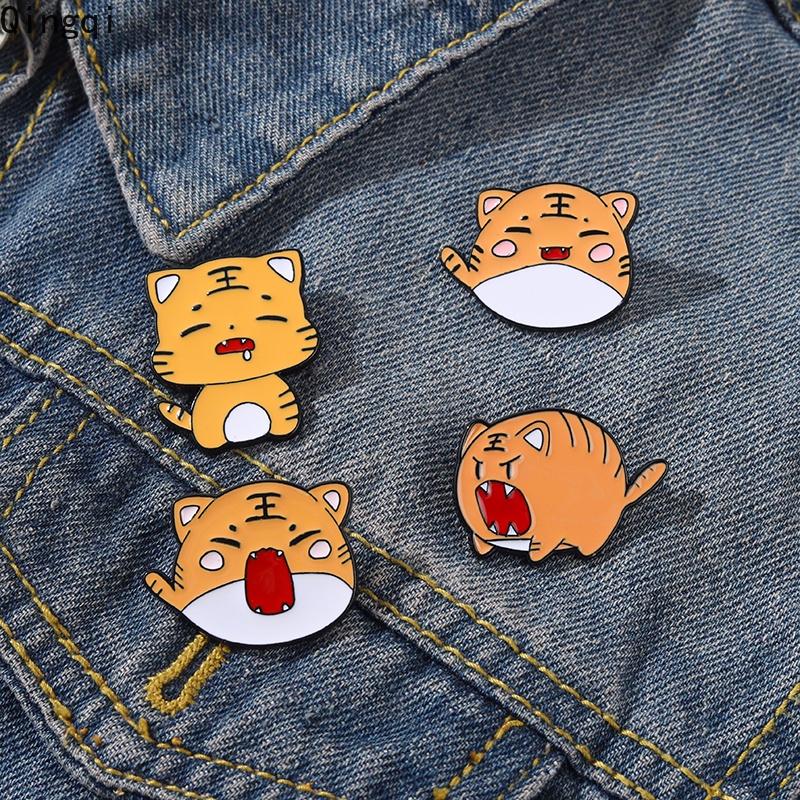 Bros Pin Enamel Desain Kartun Hewan Harimau Kecil Untuk Anak