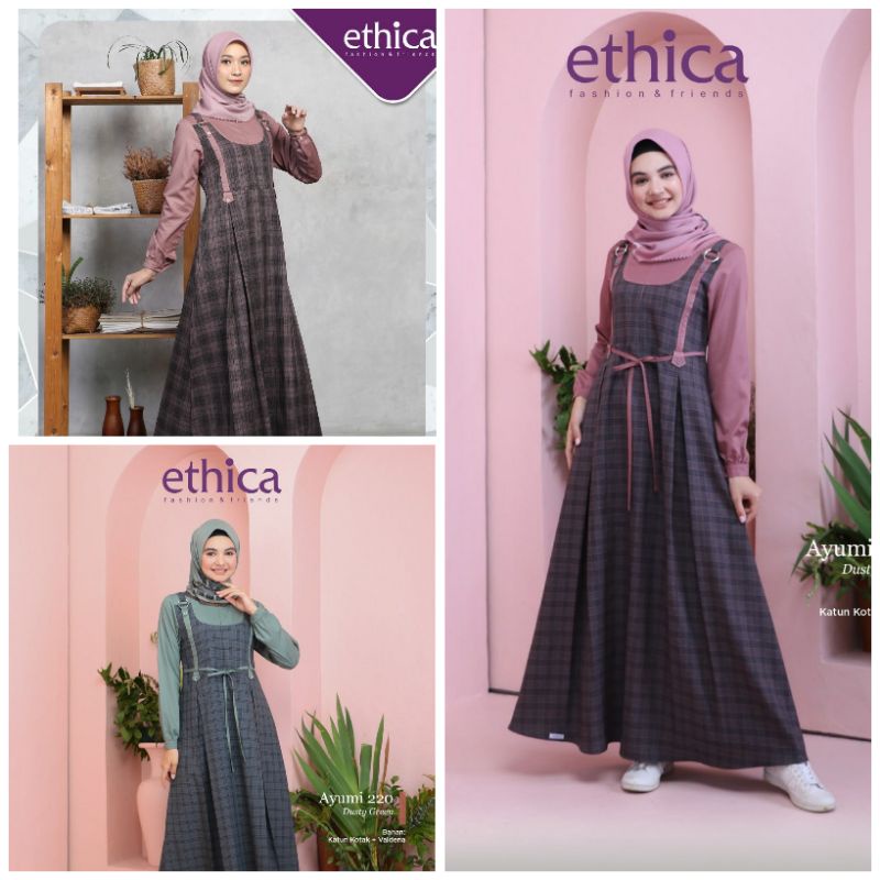 GAMIS ETHICA AYUMI 220 DUSTY ROSE DUSTY UNGU DUSTY GREEN ORIGINAL