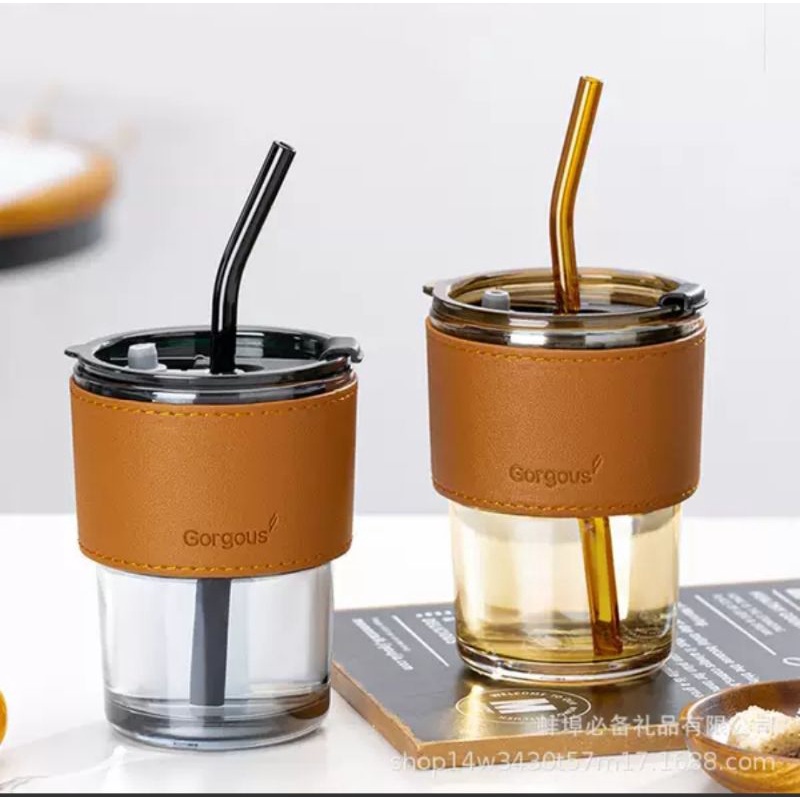 Premium (Mount) NEXXIO GELAS TUMBLER AESTHETIC / GELAS KACA VIRAL / Tumbler Gelas Kaca 2in1 / Water