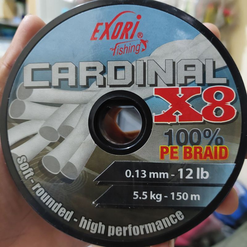 Senar PE Cardinal X8 150m EXORI 100% PE Braid SOFT ROUNDED HIGH PERFORMANCE