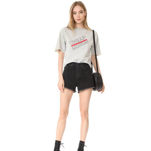 Cheap monday grey &amp; black crew cropped sweater