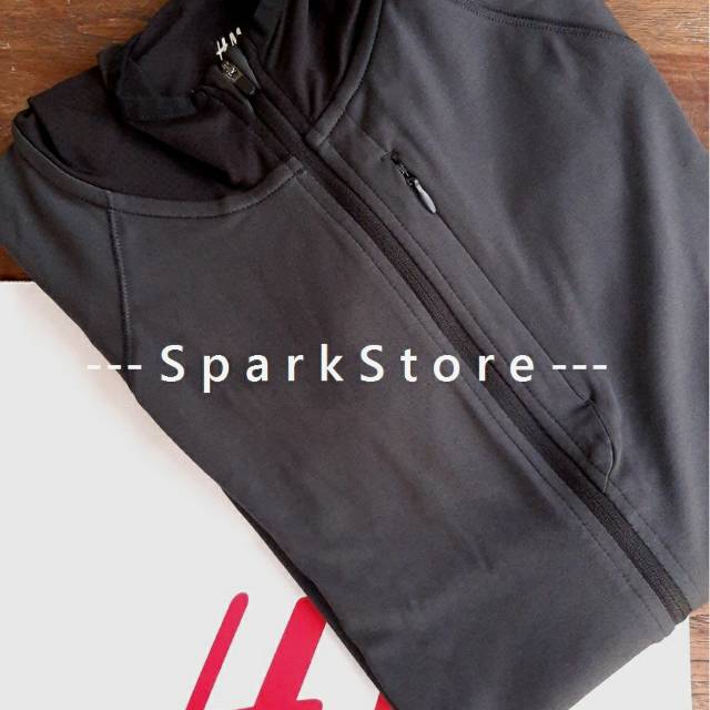 [NEW][BARU] H&M Jaket Hoodie Running Abu-Abu Hitam Dengan Zipper