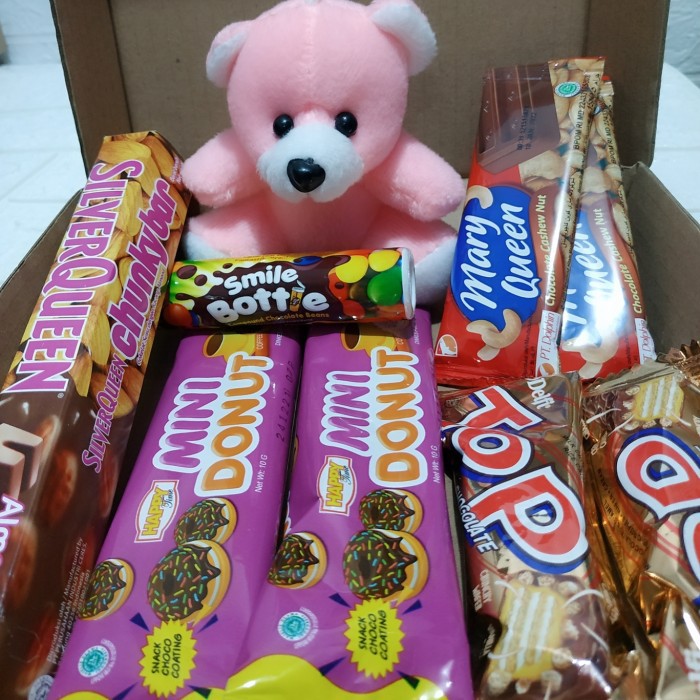 

hadiah valentine boneka + coklat chungky bar murah