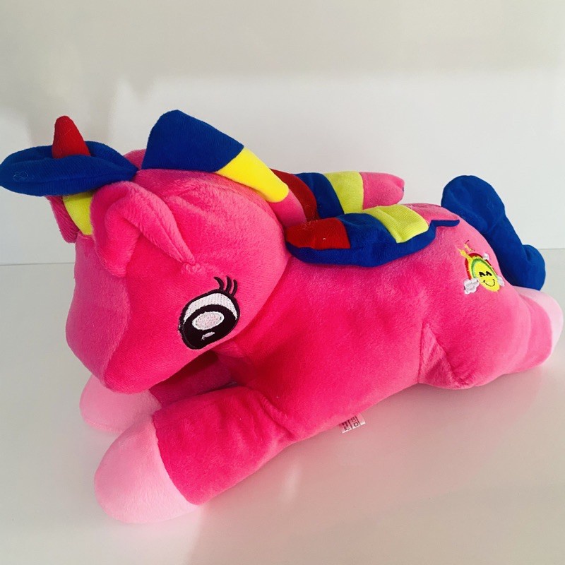 Boneka Kuda Poni Lying Unicorn Rebah Panjang 33cm dari bagian depan hingga ekor boneka Berlabel SNI