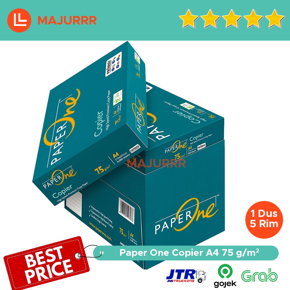 

GROSIR Kertas HVS PAPERONE A4 70 Gram Office Paper Print 1 DUS 5 Rim