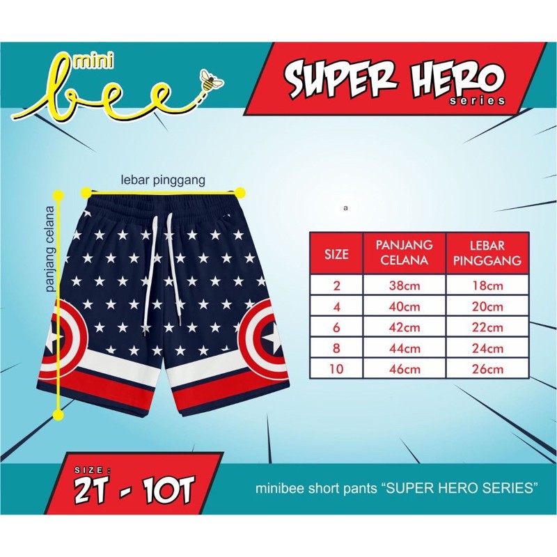 Celana Pendek Anak Celpen Superhero Minibee