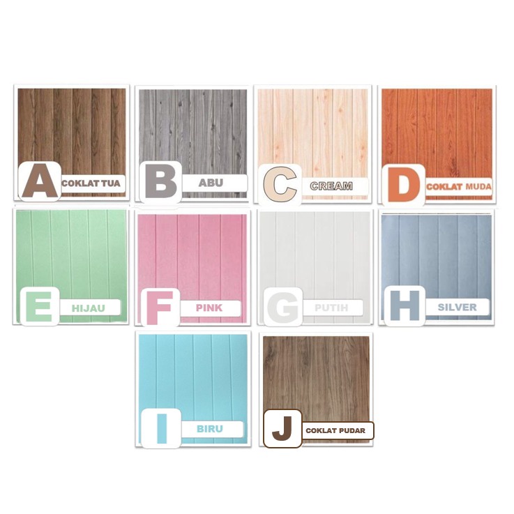Grosir - H719 Wallpaper Dinding Foam 3D / Motif Batu Bata / Motif Batik dan Kayu / Stiker Dinding-Kayu