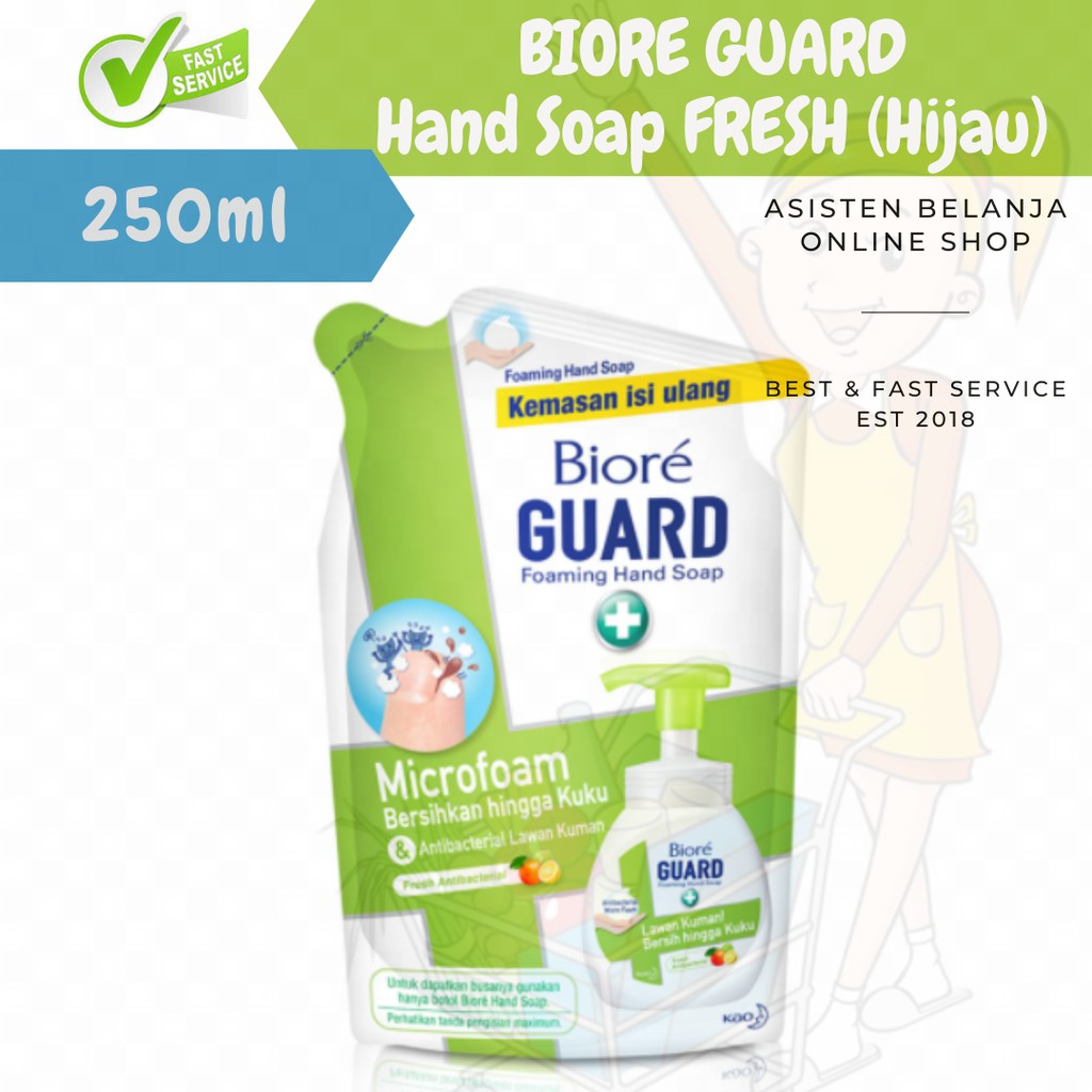 Sabun Cuci Tangan Biore Guard Foaming Foamy Foam HandSoap Isi Ulang Refill 250 ml 250ml Hijau Fresh