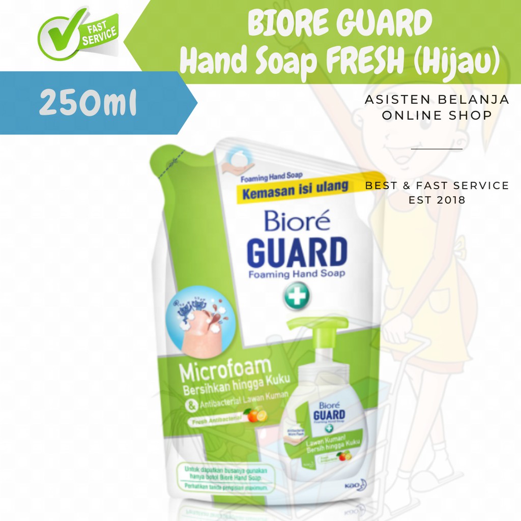 Sabun Cuci Tangan Biore Guard Foaming Foamy Foam HandSoap Isi Ulang Refill 250 ml 250ml Hijau Fresh