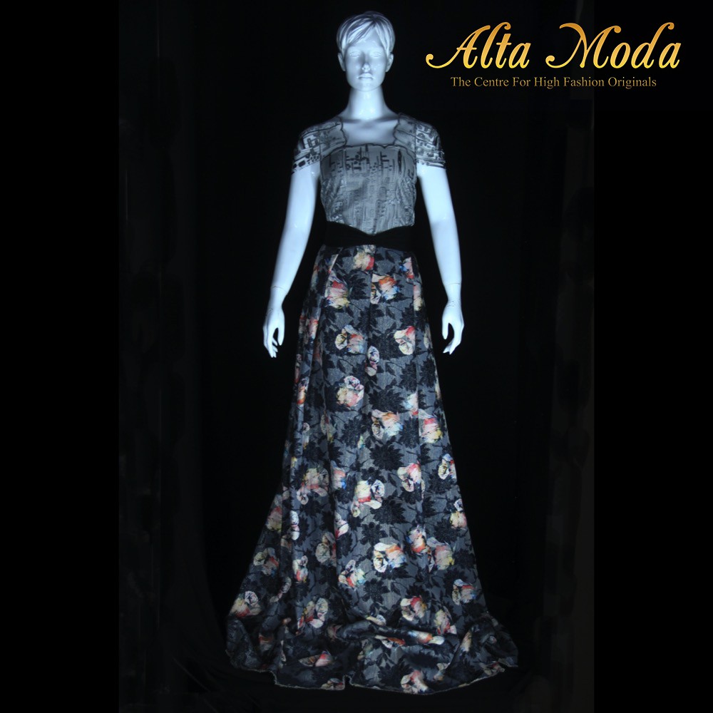 

Alta Moda Kain Jacquard Motif Bunga Lukis Shadow - Hitam (1M)