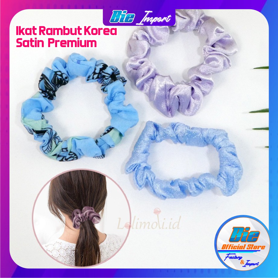 isi 3 Ikat Rambut Scrunchie Korea Satin Premium Import Best Seller / Scrunchie Korea