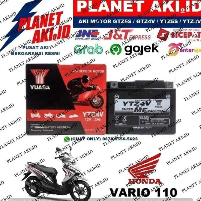 Aki Motor Honda Vario 110 Techno FI CW CBS YTZ4V YUASA Accu Kering MF planeta76 dijamin