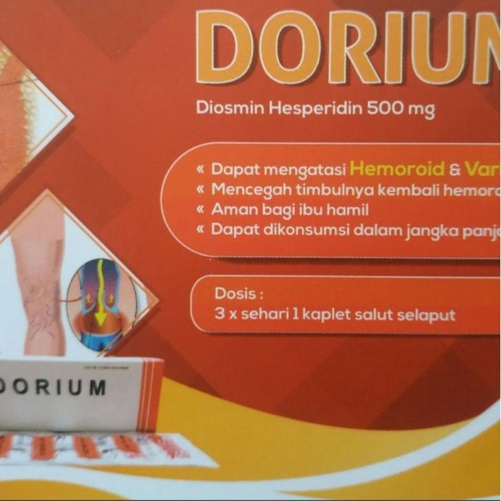 [KODE 0ABZ7] Obat WASIR DORIUM isi DIOSMIN HESPERIDIN 500 MG sama dengan ARDIUM kemasan 1 strip isi 