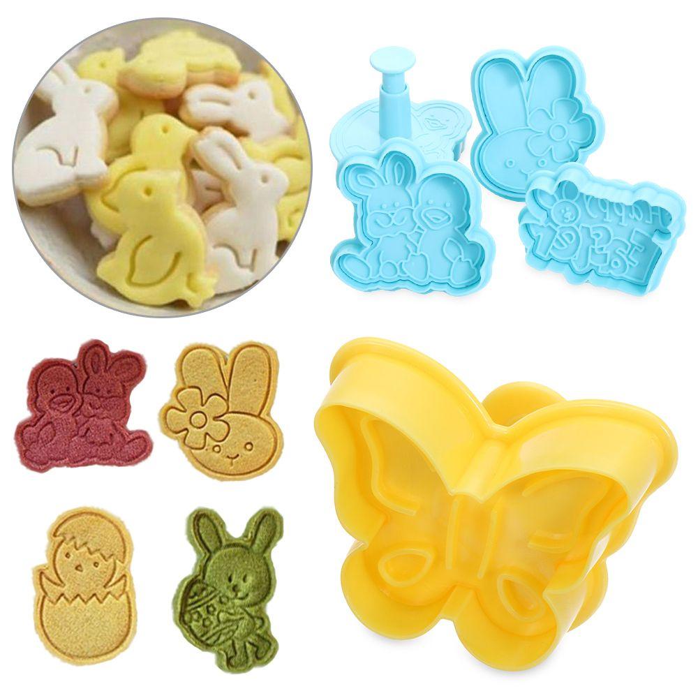 R-FLOWER Easter Egg DIY Plastik Alat Baking &amp; Pastry Dekorasi Paskah Rabbit Chick Cookies Cutter