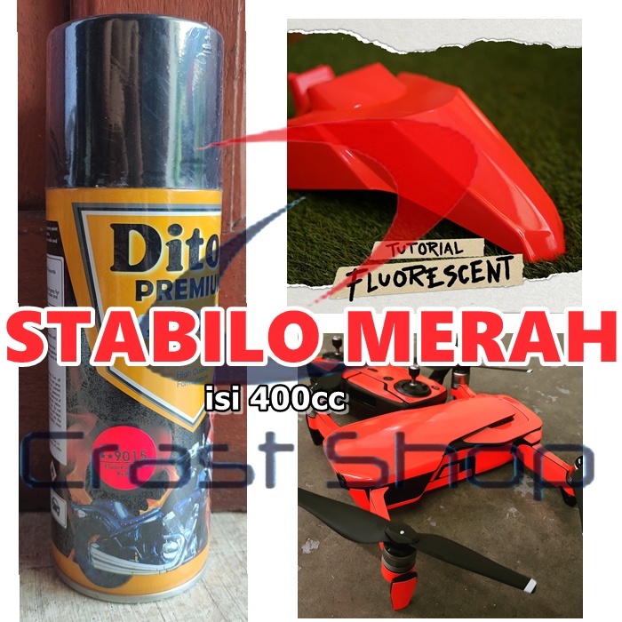 Cat Pilox Diton Premium Fluorescent Red 9015 400cc Stabilo Merah Sepeda Motor Mobil Velg Mesin