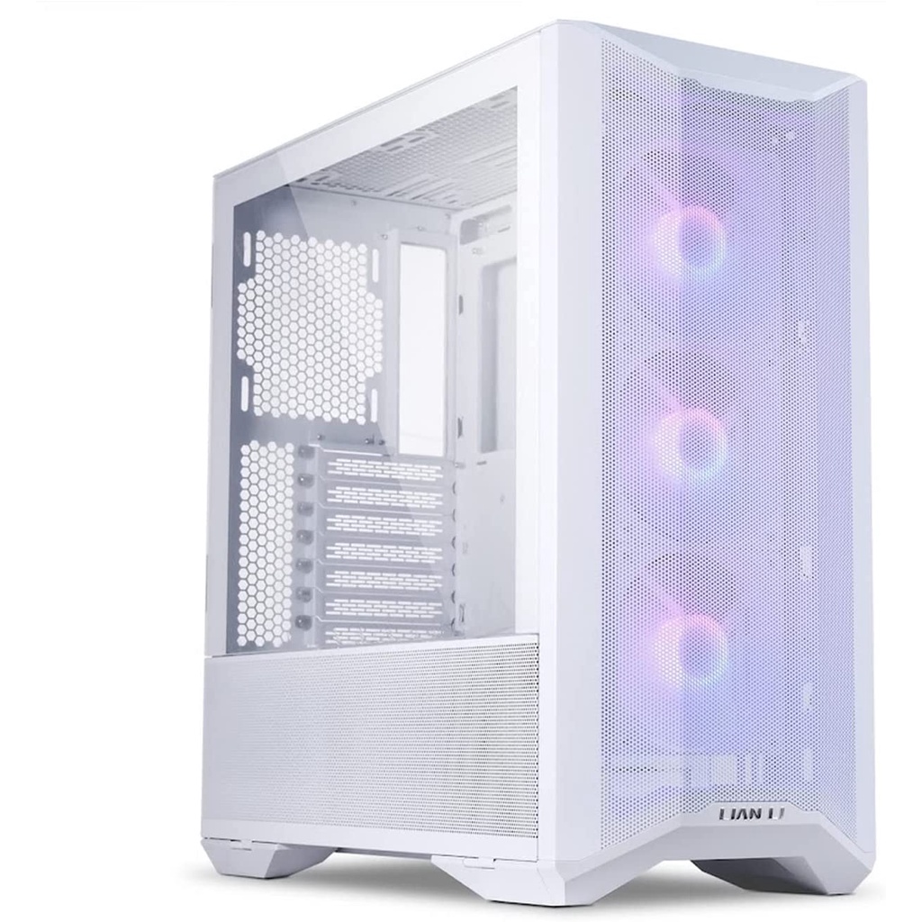 LIAN LI LANCOOL II MESH RGB - WHITE - STEEL SHROUD PANEL - TEMPERED GLASS - FRONT 3 PCS 12CM ARGB FA