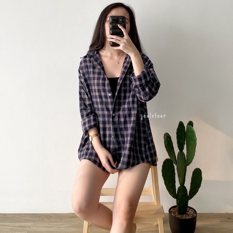 JAY FLANEL SHIRT—KEMEJA WANITA—KEMEJA KOTAK KOTAK —KEMEJA FLANEL—KEMEJA OVERSIZED