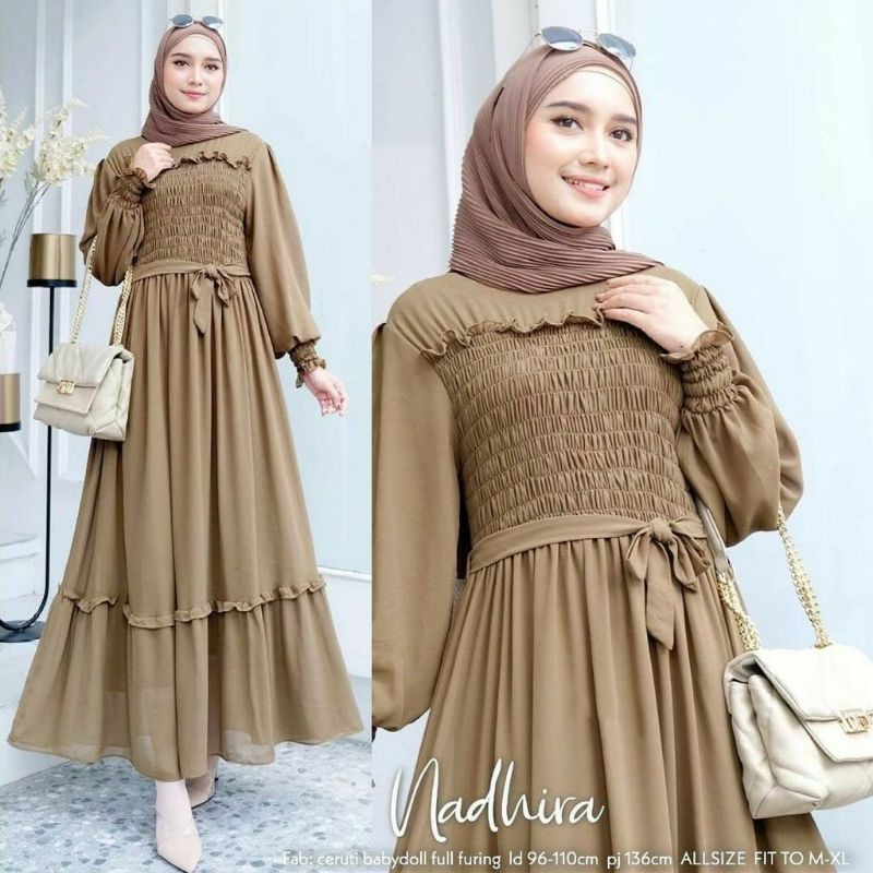 Gamis Ceruty Babydoll Polos Full Puring