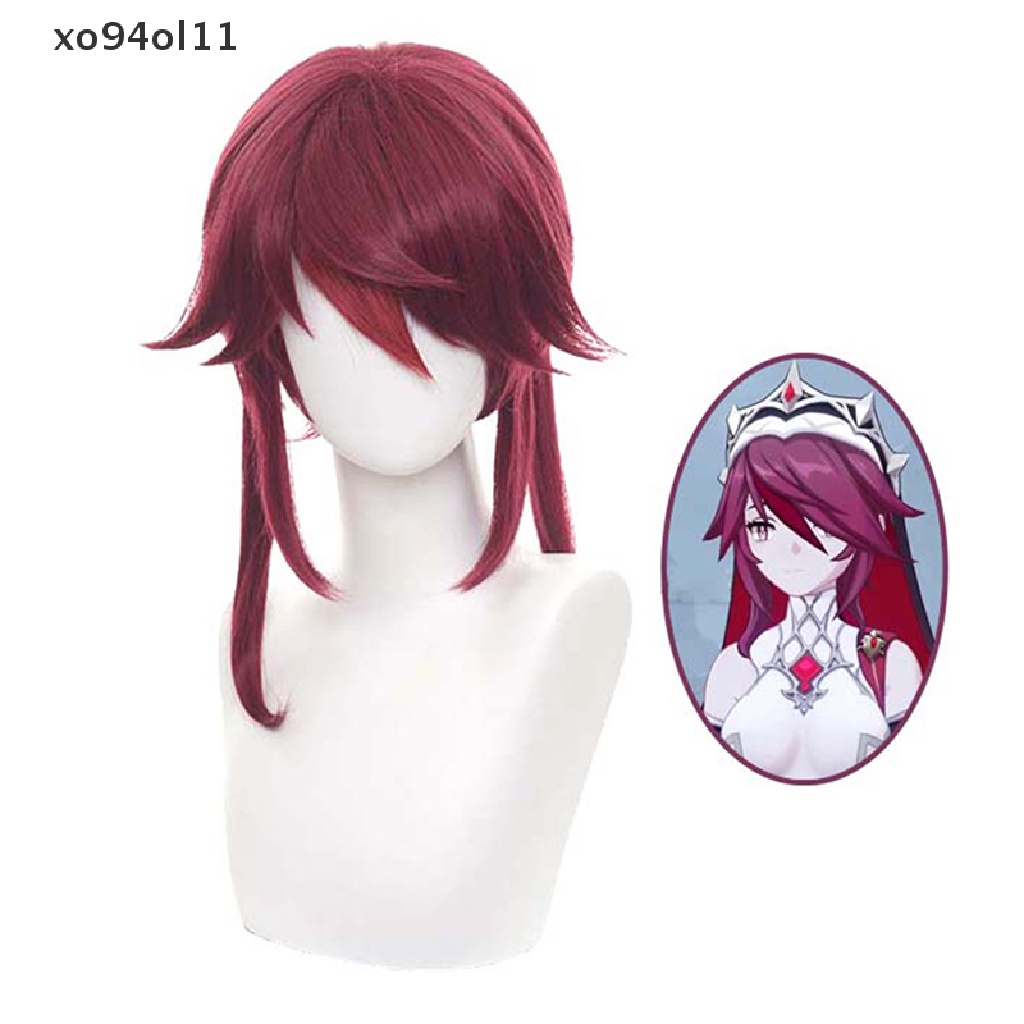 Xo Genshin Wig Rambut Palsu Wanita Model Panjang Bergelombang Warna Merah Untuk Cosplay Anime