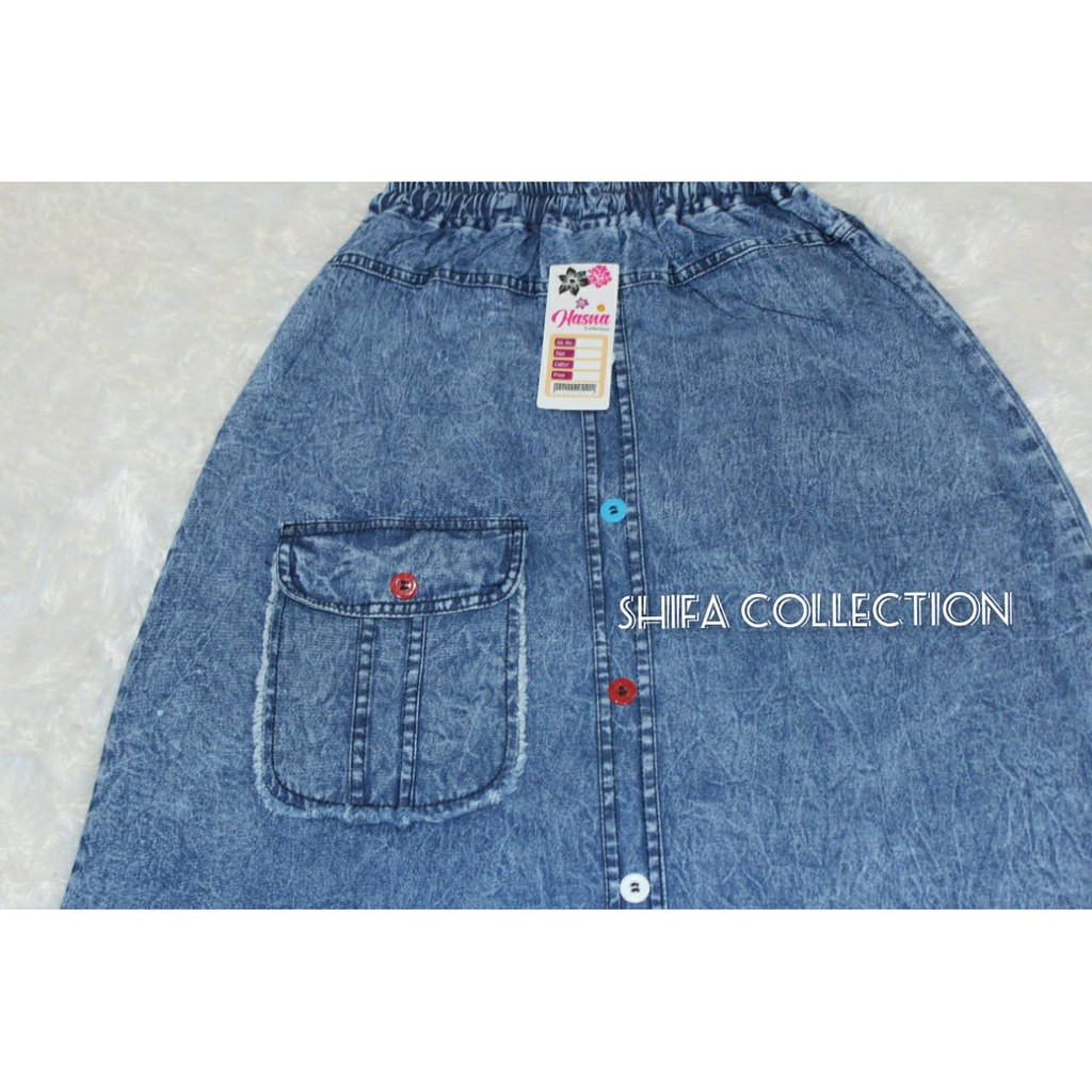 Rok Anak Perempuan Bahan Soft Jeans, Ukuran M L XL dan Anak Tanggung (Usia 6-13 tahun)