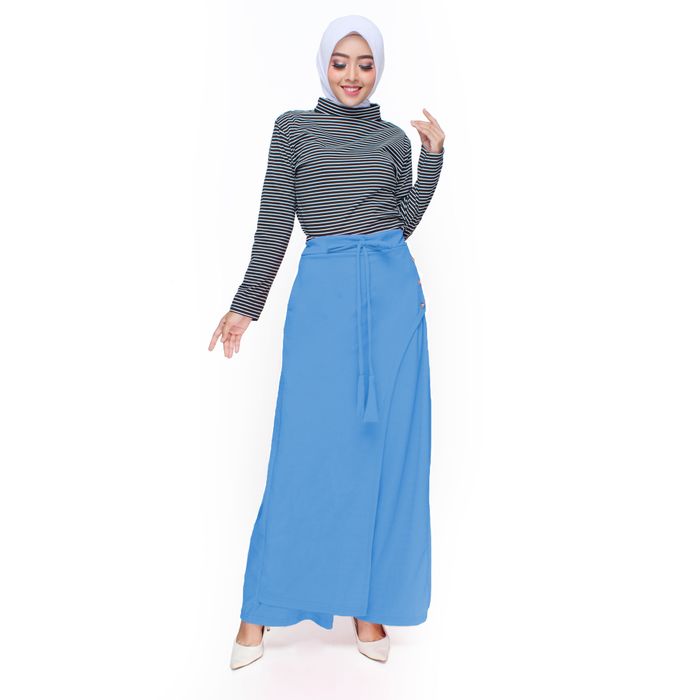 Rok Celana Panjang Muslim Wanita Model Terbaru -  Rocela - Biru - Jf