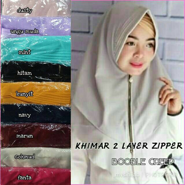 Jilbab Instan Resleting Zipper Random Bergo Non Pet Jumbo Syari Hijab Simple Maroko Kerudung Besar Shopee Indonesia