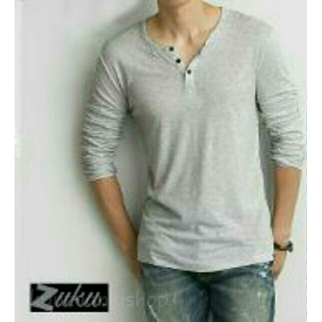BAJU CASUAL FORMAL  - kaos lengan panjang pria korea