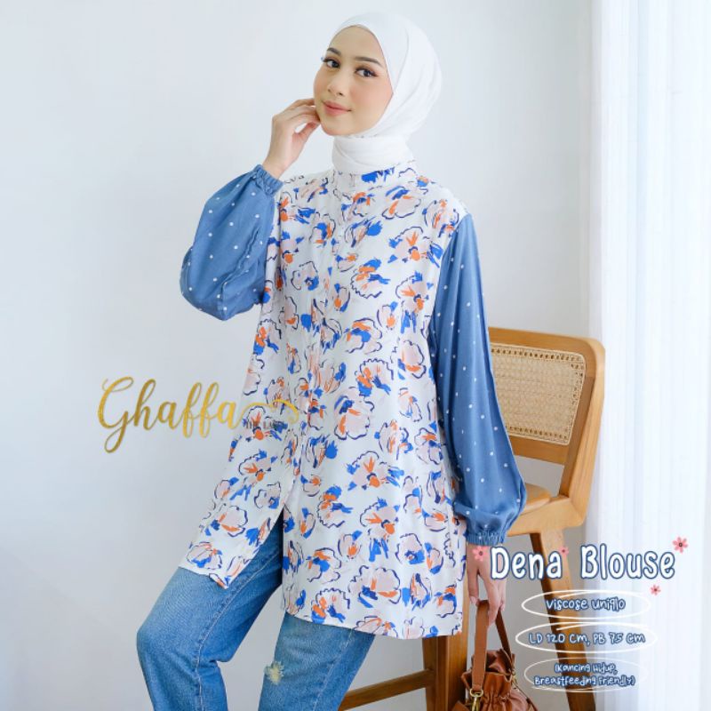 DENA BLOUSE BY GHAFFA THE LABEL / BLOUSE WANITA MUSLIMAH / Atasan motif bunga-bunga