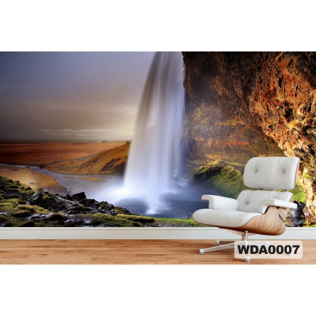 wallpaper custom air terjun 3d, wallpaper dinding custom, wallpaper 3d murah, wallpaper 3d custom