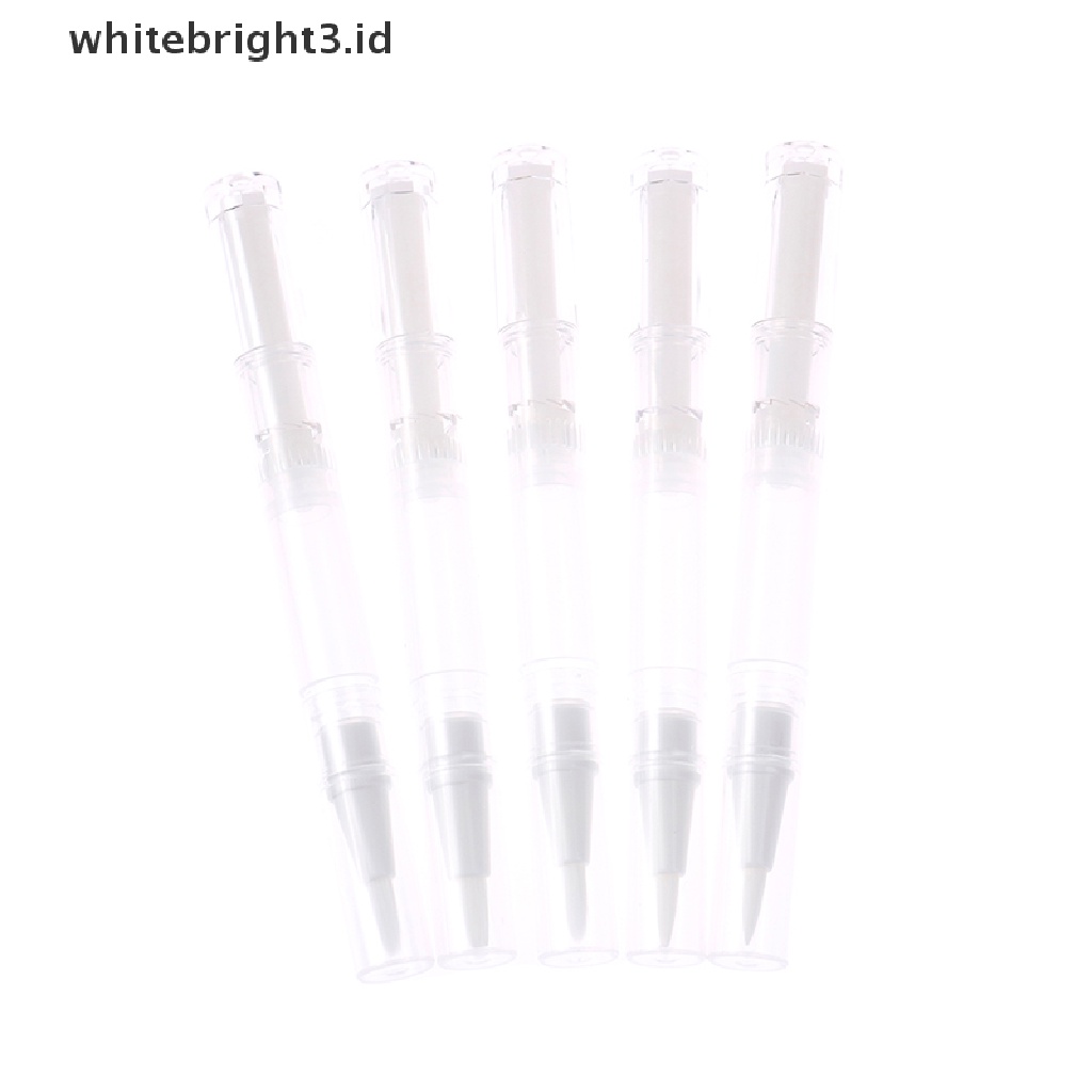 {whitebright3.id} 5pcs 3ml Travel Empty Twist Pen With Brush Cosmetic Container Nail Oil Lip Balm ,