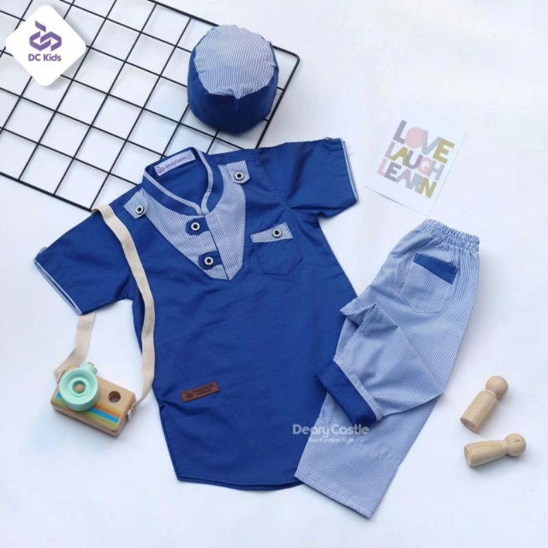 SET KOKO ANAK / BAJU KOKO ANAK / KURTA ANAK/ KOKO ANAK LAKI-LAKI HAWARI BIRU