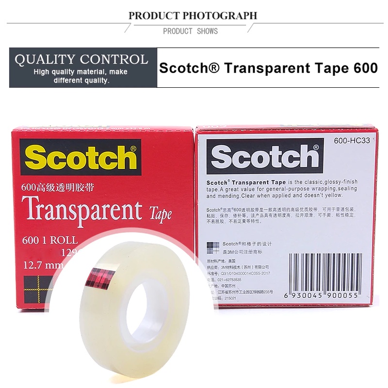 Scotch 600 Tansparent Tape 3M Isolasi - 3/4&quot; x 36Y