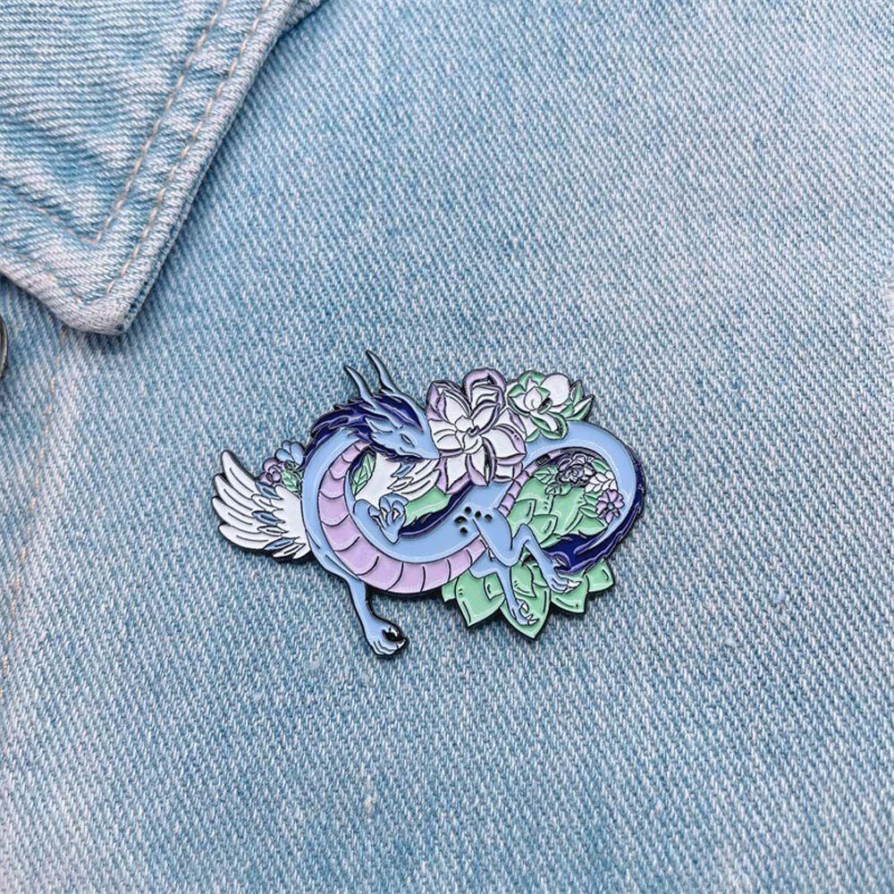 Lanfy Naga Bros Hadiah Untuk Wanita Pria Hadiah Untuk Anak-Anak Perhiasan Aksesoris Kerah Bros Naga Lencana Pin Enamel Pin