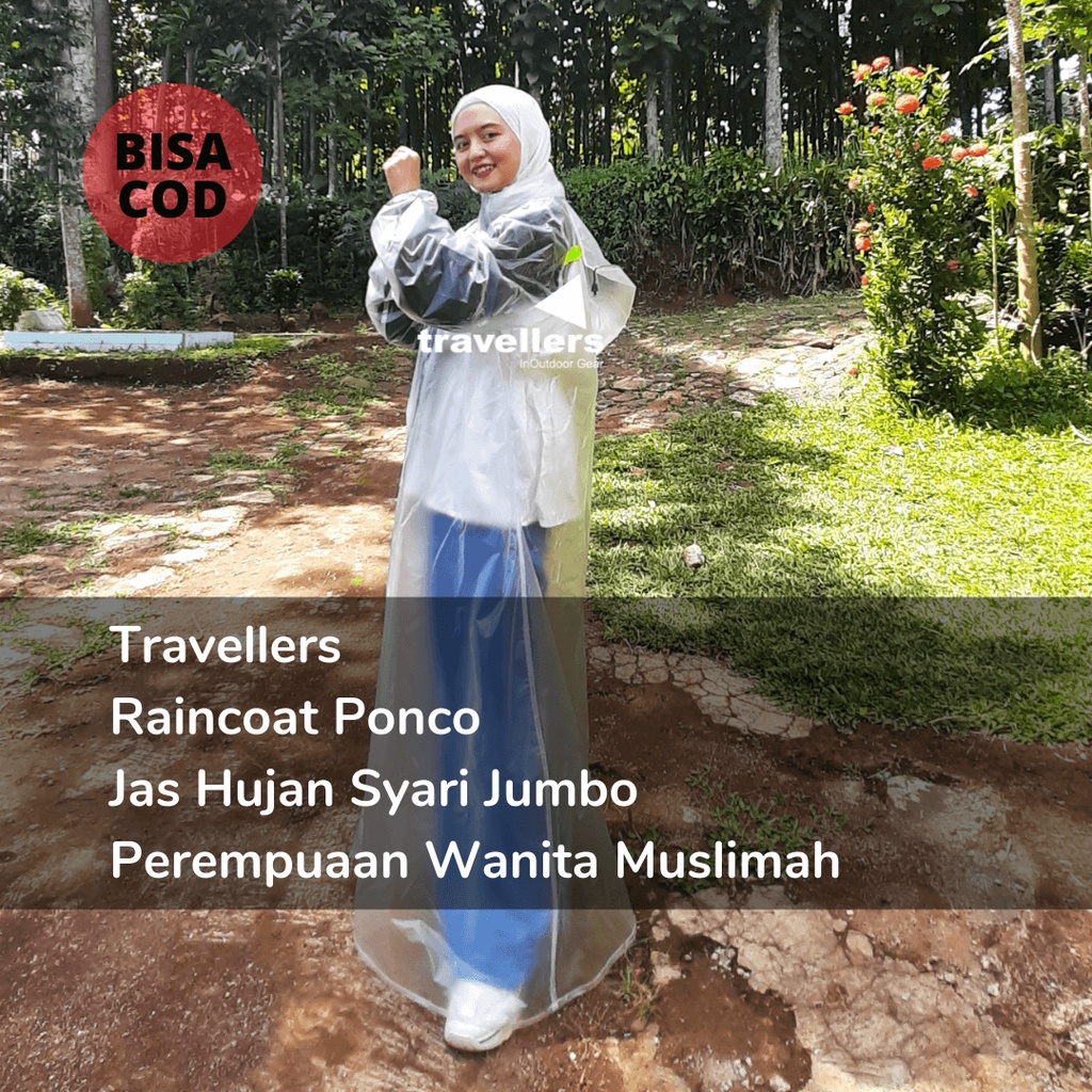 Jas Hujan Syari Jumbo Wanita White Series