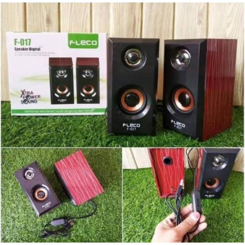 Speaker Aktif Fleco HD F-017 Bass Volume Control USB Aux Audio Jack 3.5mm Digital 3D Sound Computer