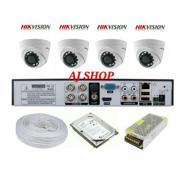 Paket Cctv Lengkap 4CH Camera Hikvision 2MP Dvr P2P Cloud HD Xmeye