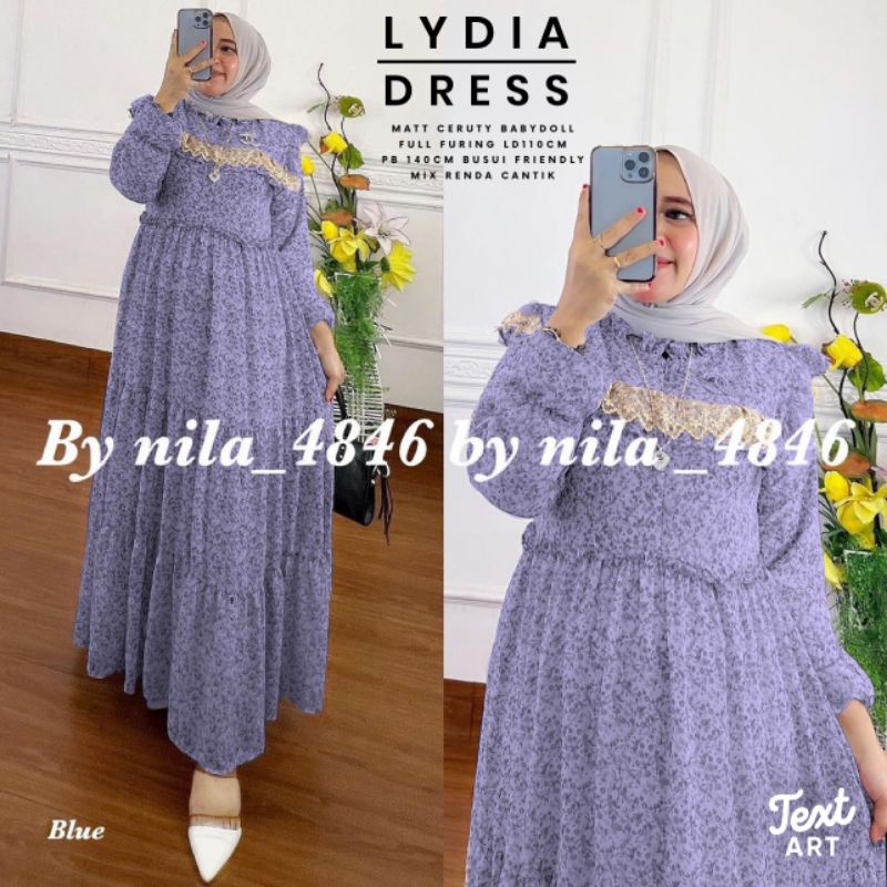 LYDIA MIDIDRESS GAMIS MAXY DRESS CERUTY BABYDOLL FULL FURING MIX RENDA BEST SELLER TERMURAH