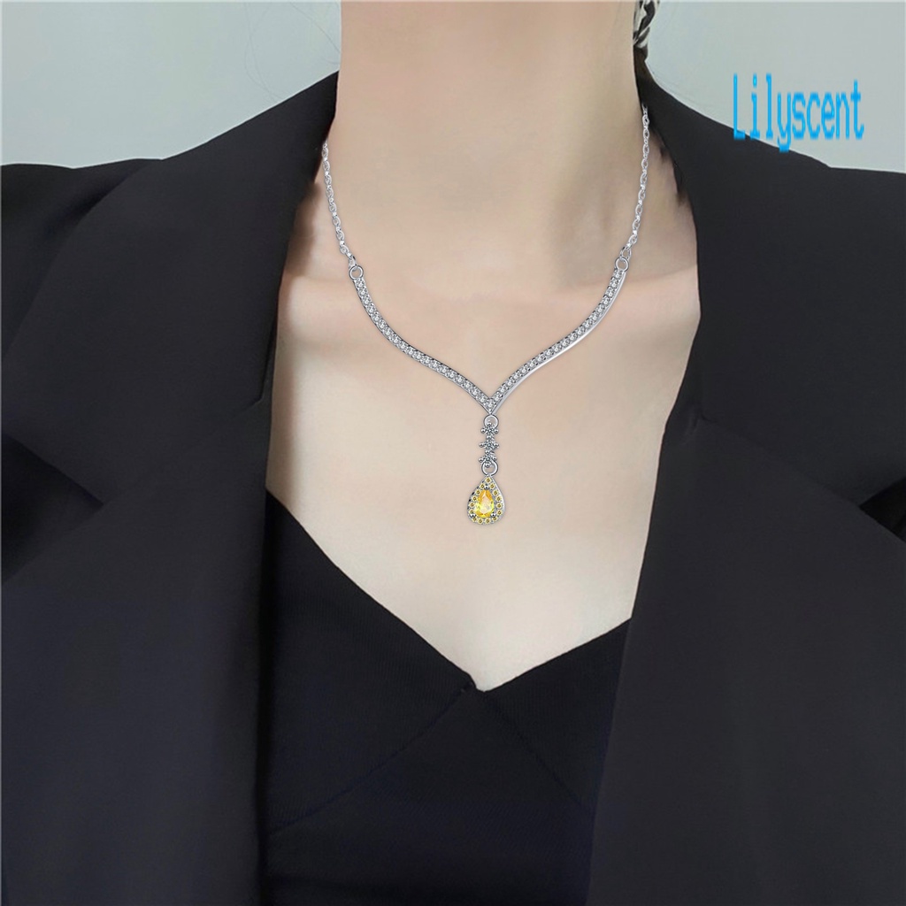 Kalung Rantai Klavikula Bentuk Tetesan Air Rumbai Gaya Korea Dapat Disesuaikan Untuk Wanita