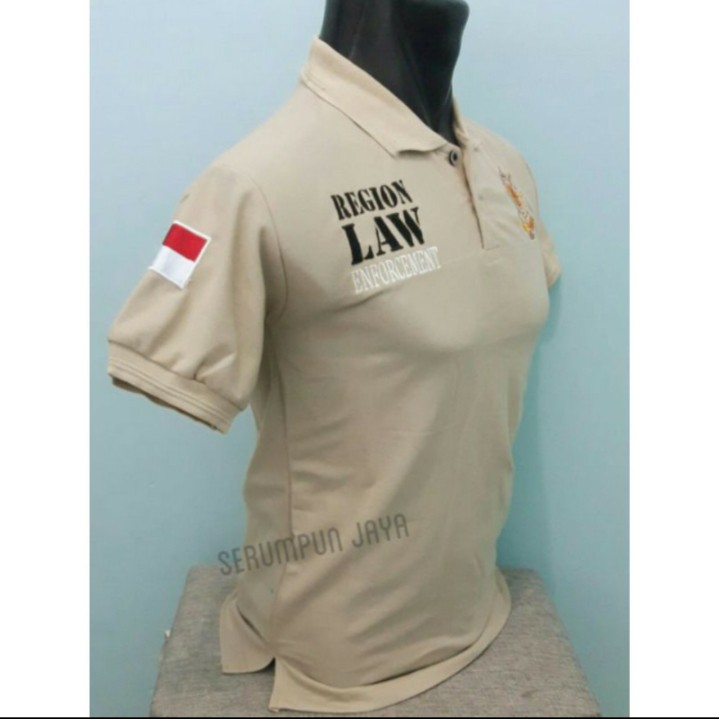 KAOS SATPOL PP - KAOS KERAH POL PP KREM - KAOS SATPOL PP RODA GILA KREM FULL BORDIR