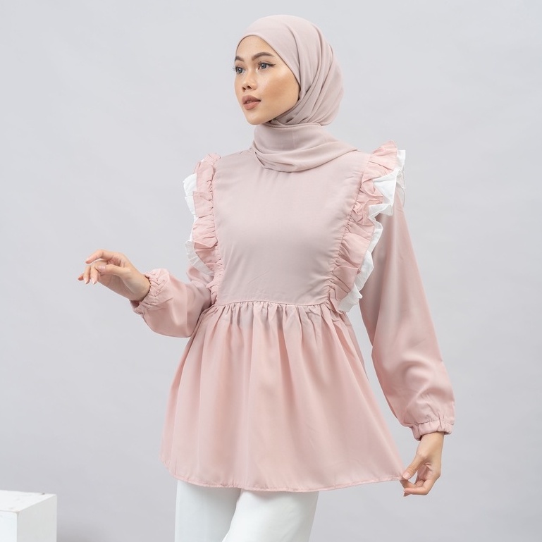 KEMEJA BLOUSE OBLONG REMPEL AISHA KATUN WOLFIS POLOS PREMIUM SHIRT B596 CO