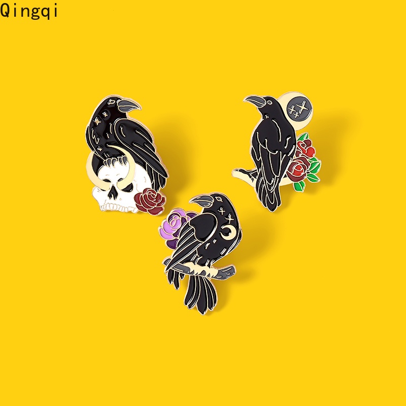 Bros Pin Enamel Desain Gagak Tengkorak Gaya Gothic Punk Untuk Hadiah