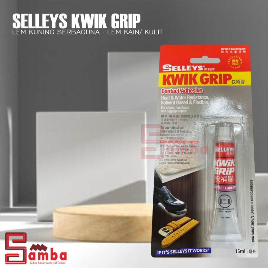 

SELLEYS KWIK GRIP 15ml LEM KUNING SERBAGUNA | LEM KAIN / KULIT