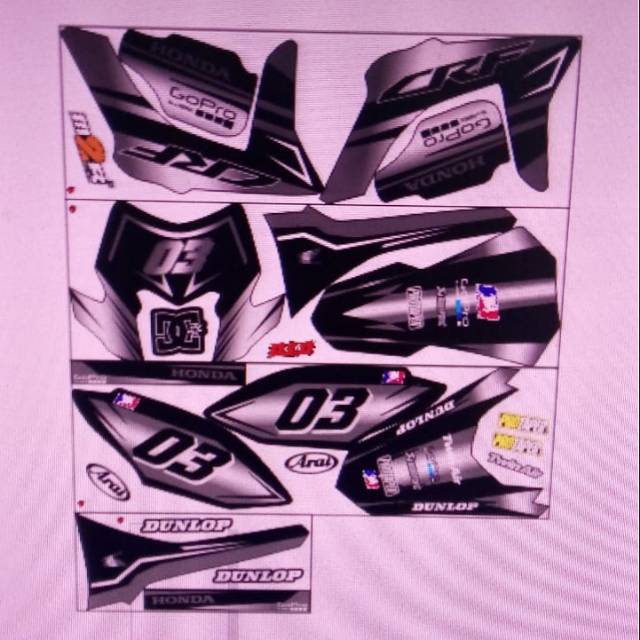 CRF DECAL .HITAM SILVER